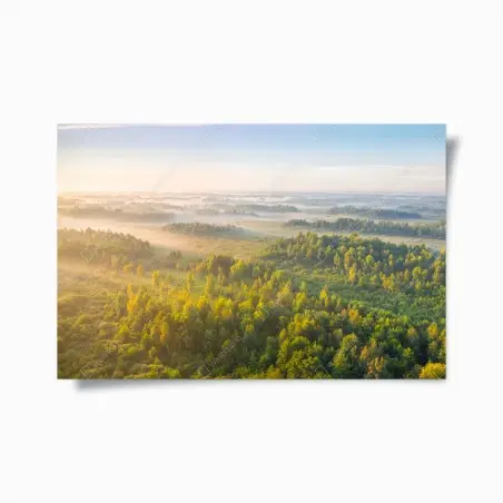 Póster amanecer brumoso en el humedal de Zvanets – Pixers®