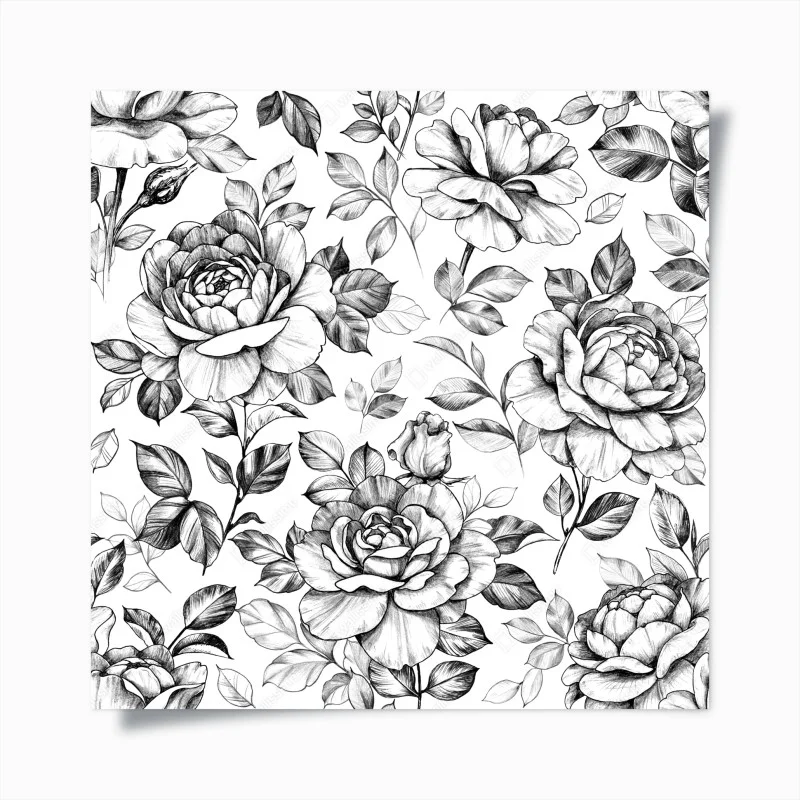 Póster motivo de rosas vintage en blanco y negro