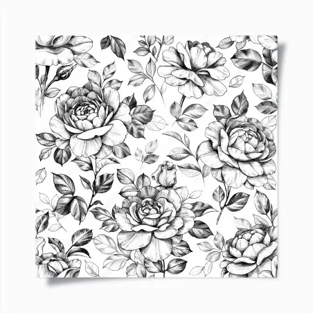 Póster motivo de rosas vintage en blanco y negro – Pixers®