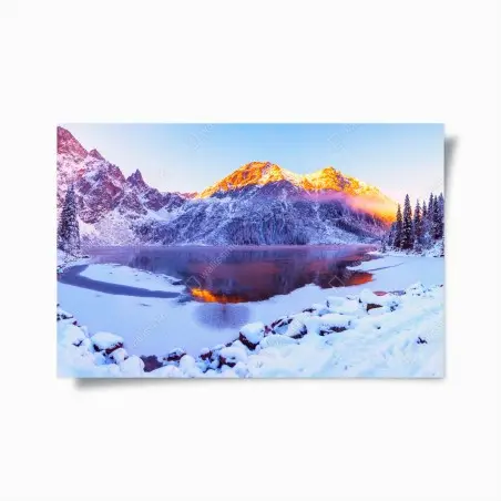 Póster amanecer dorado en los Alpes nevados – Pixers®