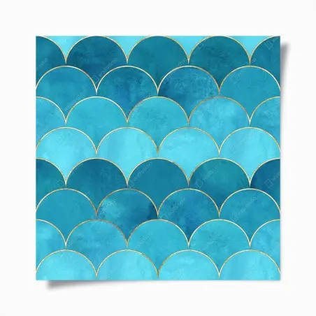 Póster patrón de escamas marinas turquesa con detalles dorados – Pixers®