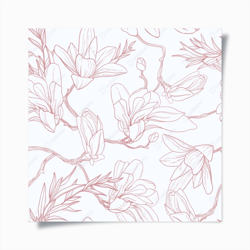 Póster patrón de magnolias en tonos rosa palo