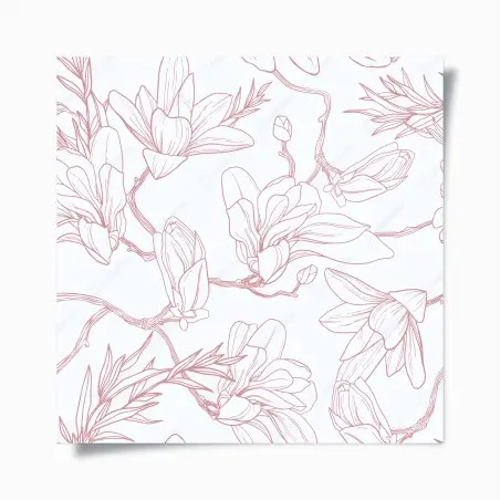 Póster patrón de magnolias en tonos rosa palo – Pixers®