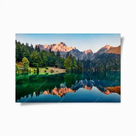 Póster amanecer sereno en Lago Fusine – Pixers®