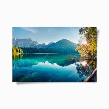 Póster vistas serenas del lago de Fusine en Alpes Julianos – Pixers®