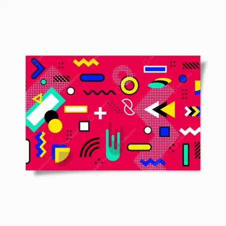 Póster diseño geométrico pop sobre fondo fucsia – Pixers®