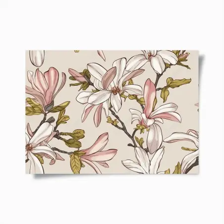 Póster ilustración de magnolias en tonos suaves – Pixers®