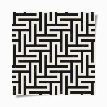 Póster patrón geométrico de laberinto en tonos crema y negro – Pixers®