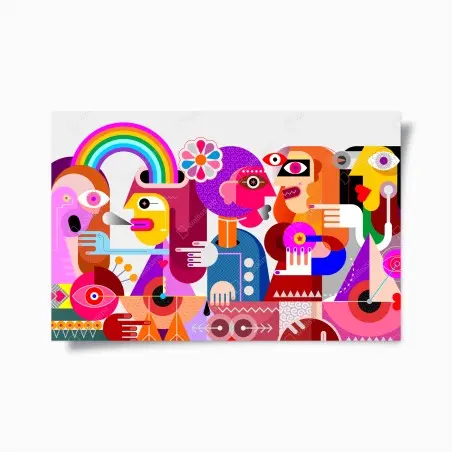 Póster explosión de rumores: arte abstracto con arcoíris – Pixers®