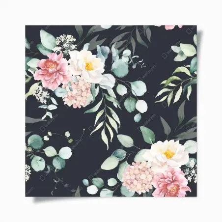 Póster composición floral acuarelada sobre fondo oscuro – Pixers®