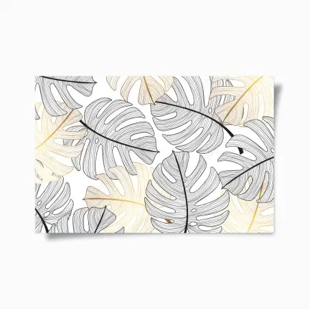 Póster hojas de monstera en líneas negras y doradas – Pixers®
