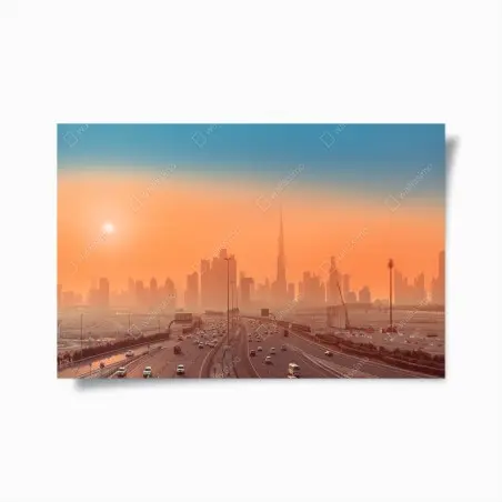Póster horizonte de Dubái al atardecer – Pixers®