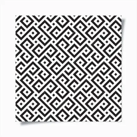 Póster patrón meandro geométrico en blanco y negro – Pixers®