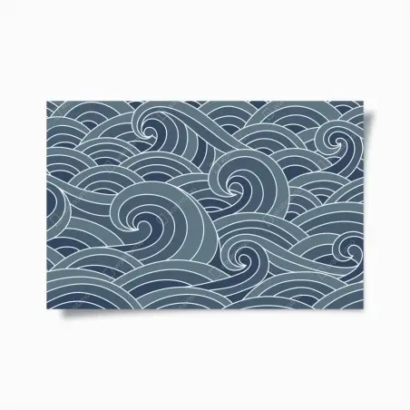 Póster patrón de olas marinas en tonos azules – Pixers®