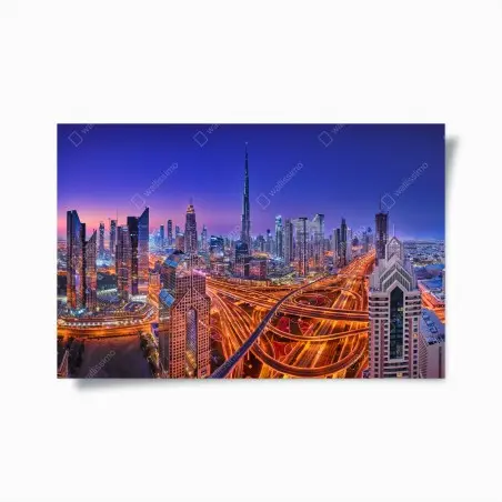 Póster panorama nocturno de rascacielos en Dubái – Pixers®