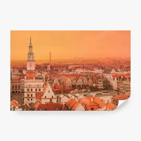 Fotomural paisaje urbano de tejados naranjas al atardecer – Pixers®
