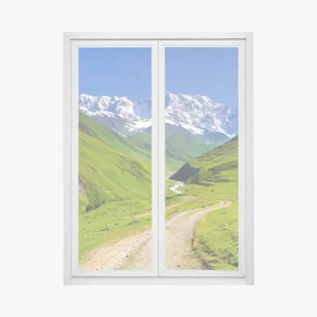Pegatina para ventana camino hacia el pico Shkhara en Ushguli, Svaneti – Pixers®