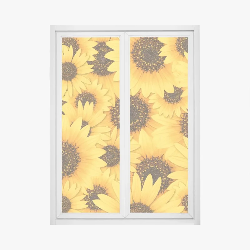 Pegatina para ventana mosaico de girasoles radiantes