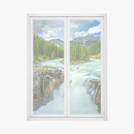 Pegatina para ventana catarata Upper Sunwapta en Jasper National Park – Pixers®