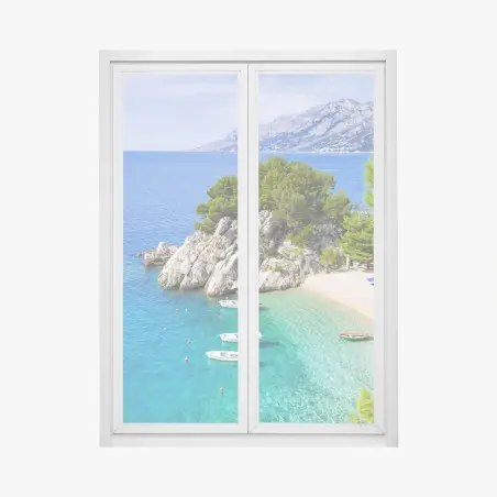 Pegatina para ventana cala paradisíaca de aguas turquesa – Pixers®