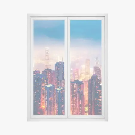 Pegatina para ventana panorámica nocturna vibrante de Hong Kong desde Victoria Peak – Pixers®