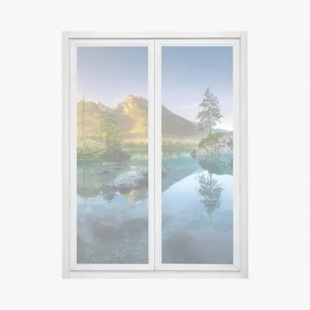Pegatina para ventana serenidad en el lago de montaña – Pixers®