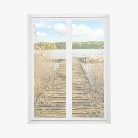 Pegatina para ventana muelle hacia la tranquilidad del lago – Pixers®