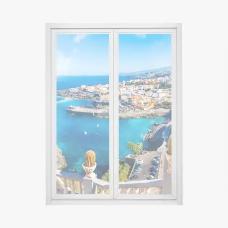 Pegatina para ventana vista costera de Garachico, Tenerife – Pixers®