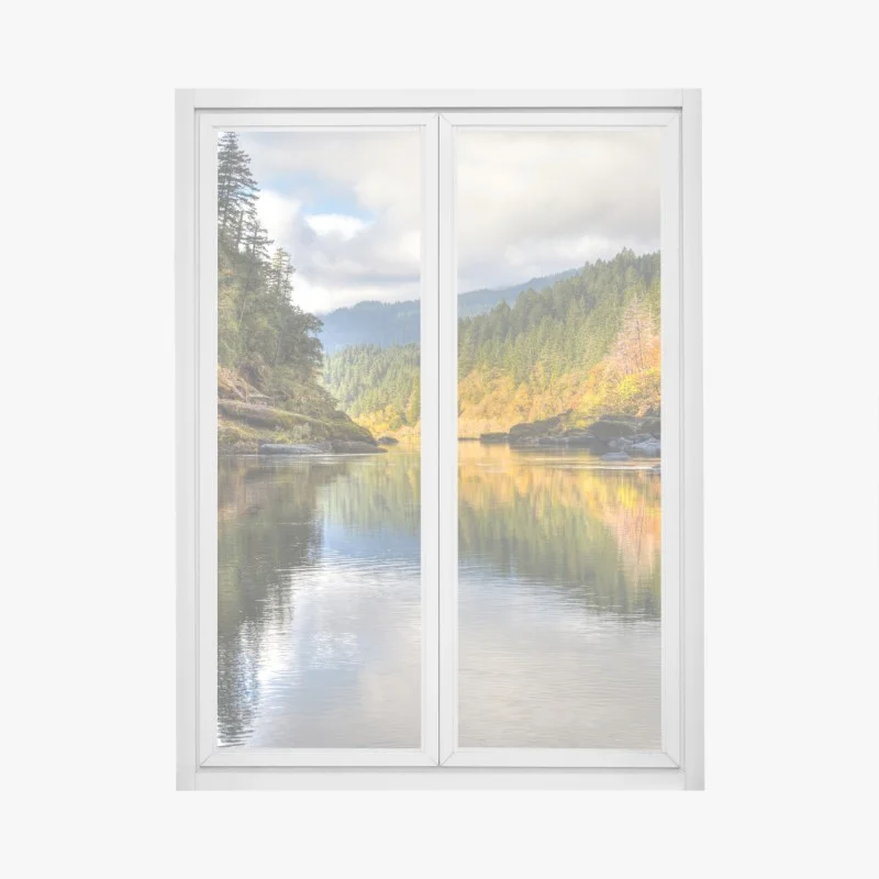 Pegatina para ventana reflejos otoñales en Rogue River