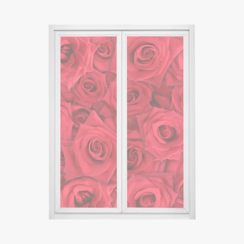 Pegatina para ventana abundancia de rosas rojas