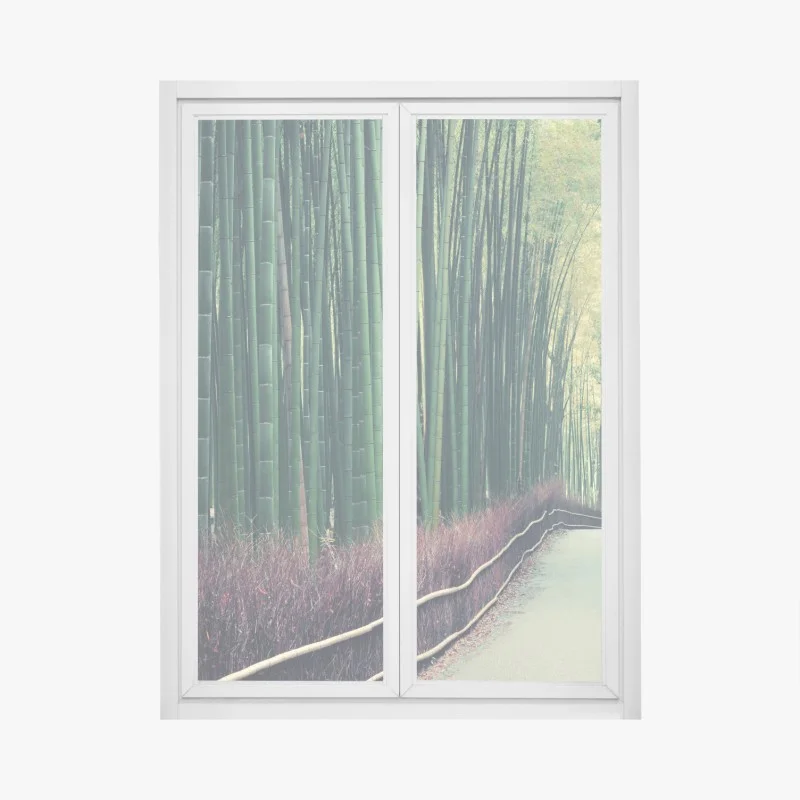 Pegatina para ventana paseo sereno entre bambúes en Arashiyama, Kyoto