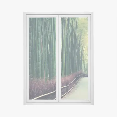 Pegatina para ventana paseo sereno entre bambúes en Arashiyama, Kyoto – Pixers®