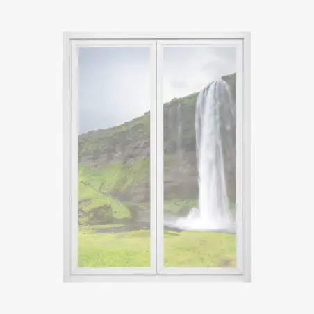 Pegatina para ventana Seljalandsfoss bajo cielo dramático – Pixers®