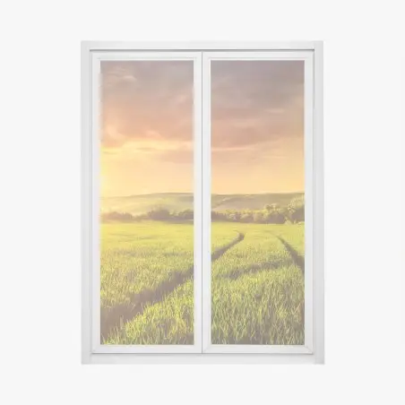 Pegatina para ventana puesta de sol dorada sobre el campo – Pixers®