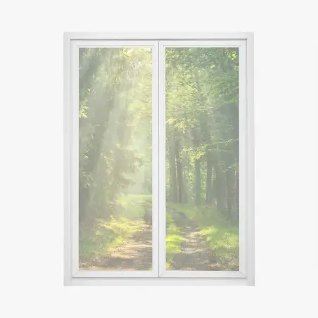 Pegatina para ventana sendero iluminado en el bosque – Pixers®