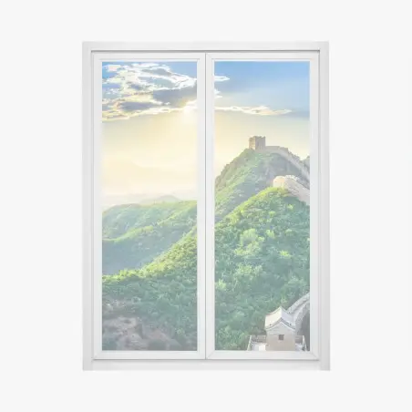 Pegatina para ventana paisaje sereno de la Gran Muralla China al amanecer – Pixers®