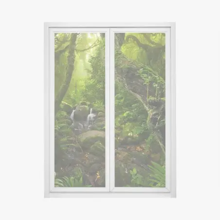 Pegatina para ventana bosque místico con arroyo y musgo – Pixers®