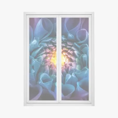 Pegatina para ventana crisantemo macro multicolor con corazón luminoso – Pixers®