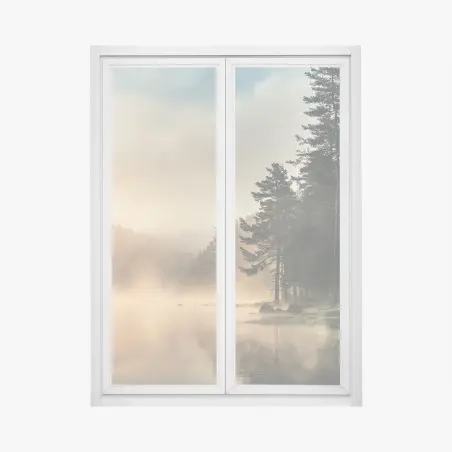 Pegatina para ventana amanecer brumoso en el lago – Pixers®
