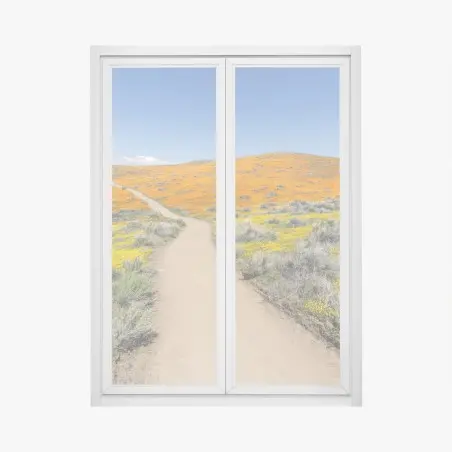 Pegatina para ventana camino entre amapolas en California del Sur – Pixers®