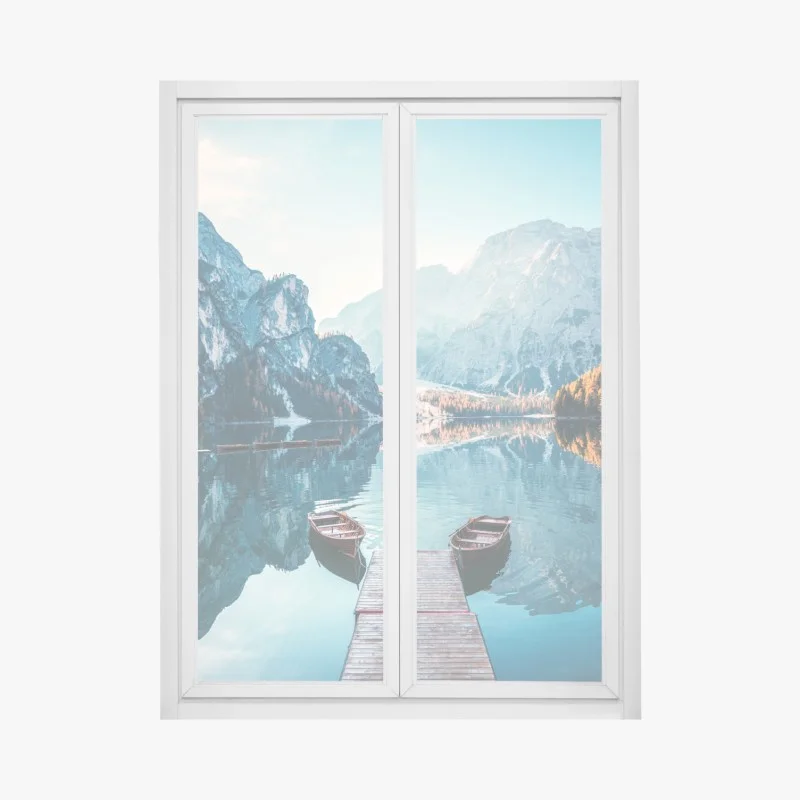 Pegatina para ventana amanecer en Braies, Dolomitas