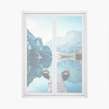 Pegatina para ventana amanecer en Braies, Dolomitas – Pixers®