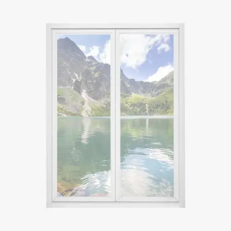 Pegatina para ventana lago esmeralda entre montañas – Pixers®