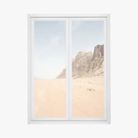 Pegatina para ventana silencio del desierto en Wadi Rum, Jordania – Pixers®