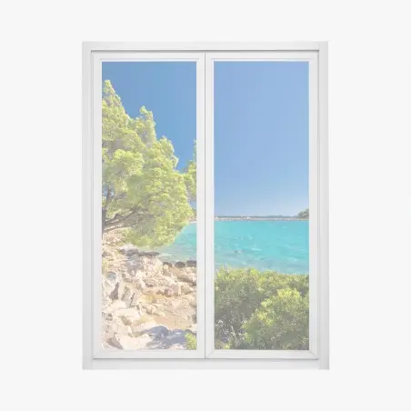 Pegatina para ventana escapada turquesa en la isla de Murter, Croacia – Pixers®