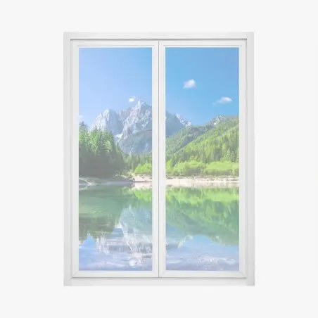Pegatina para ventana reflejo sereno en lago de montaña – Pixers®