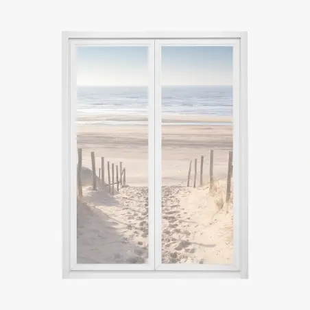 Pegatina para ventana sendero de arena hacia el Mar del Norte al atardecer – Pixers®