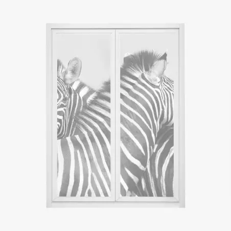 Pegatina para ventana abrazo de cebras en blanco y negro – Pixers®