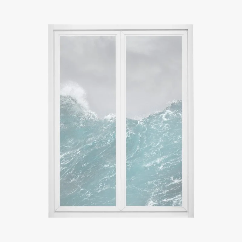 Pegatina para ventana ola tempestuosa en mar abierto
