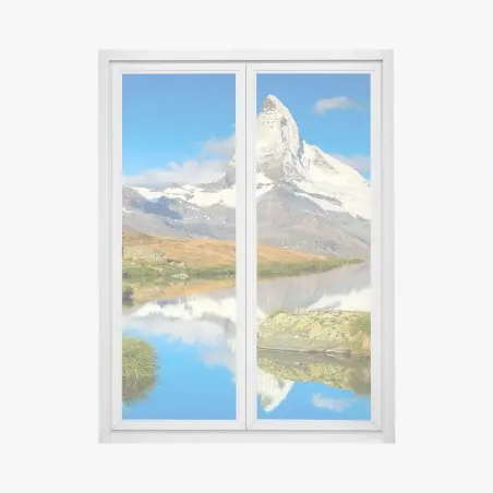 Pegatina para ventana reflejo del Cervino en lago alpino – Pixers®